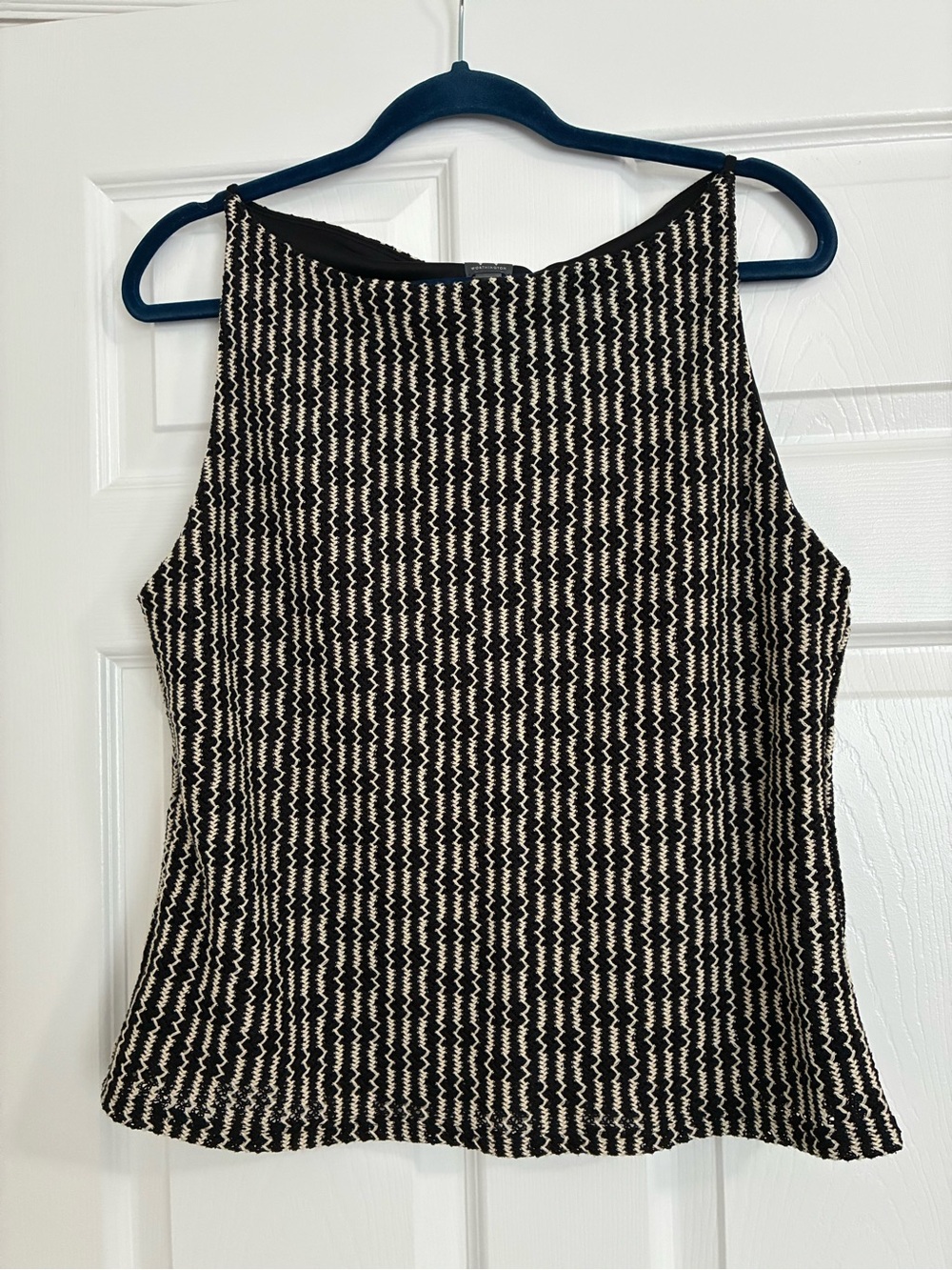 Worthington Black and Cream Sleeveless Textured Tank